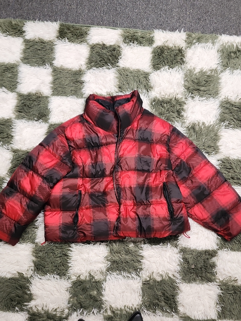 Old Navy Buffalo Plaid Puffer Coat
